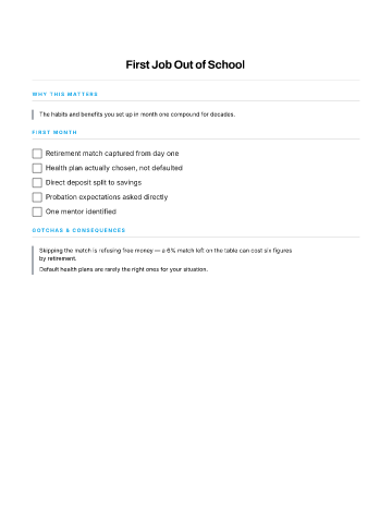 First Job Out of School — Career Moves template