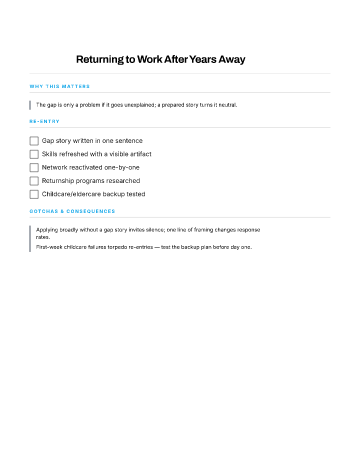 Returning to Work After Years Away — Career Moves template