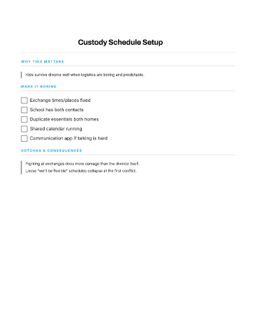Custody Schedule Setup — Separation & Divorce template