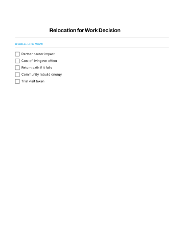Relocation for Work Decision — Career checklist template