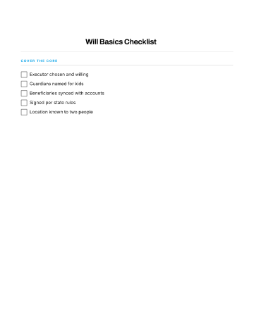 Will Basics Checklist — End-of-Life Planning checklist template