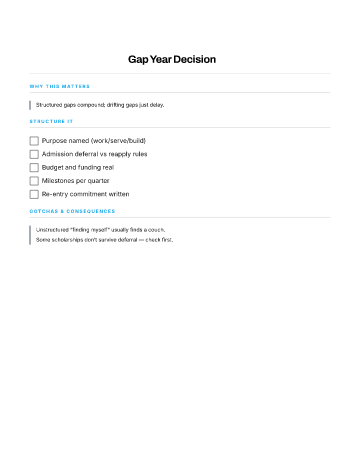 Gap Year Decision — Education checklist template