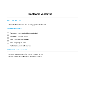 Bootcamp vs Degree — Education template