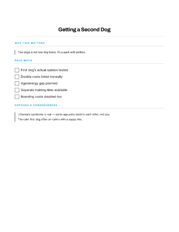 Getting a Second Dog — Family checklist template
