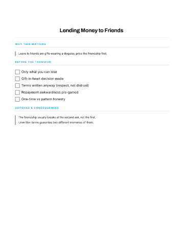 Lending Money to Friends — Money template