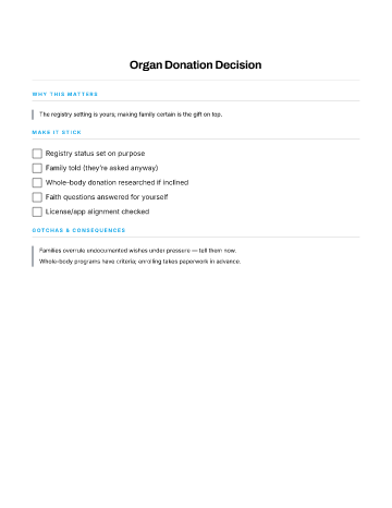 Organ Donation Decision — End-of-Life Planning template