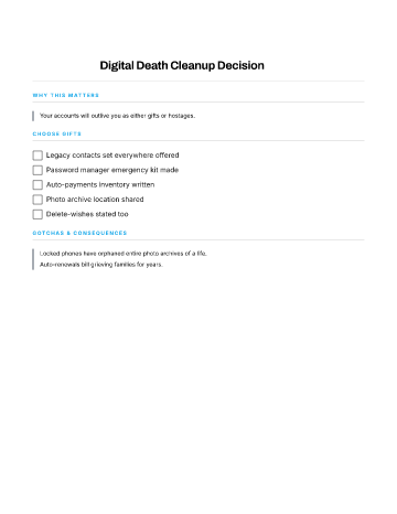 Digital Death Cleanup Decision — End-of-Life Planning template
