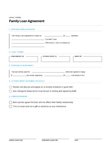 Family Loan Agreement — Lending & Debt template