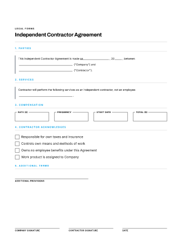 Independent Contractor Agreement — Business Agreements template