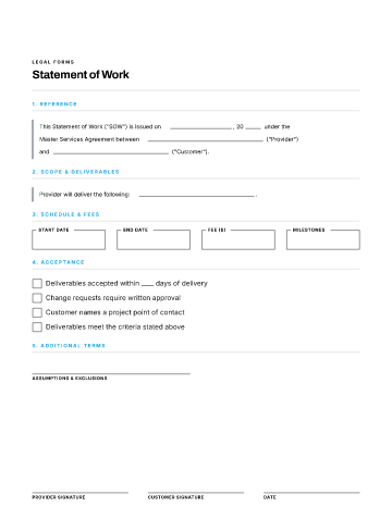 Statement of Work — Business Agreements template