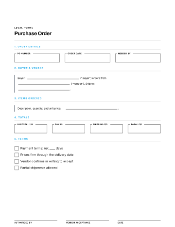 Purchase Order — Business Operations & Sales template