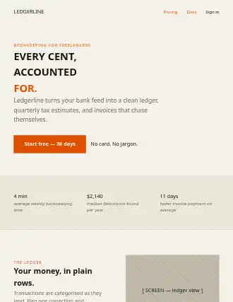LEDGERLINE — bigtype landing — Fintech template
