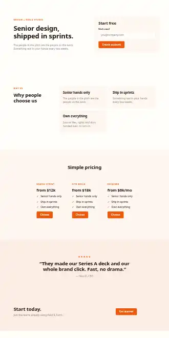 Field & Form — Micro Sites template