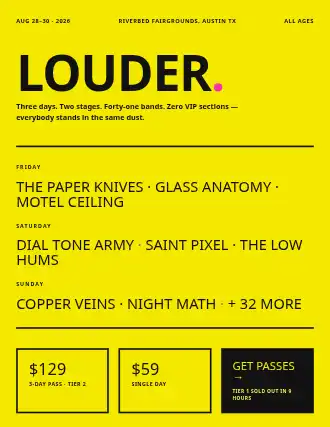 LOUDER. — poster landing — Events template