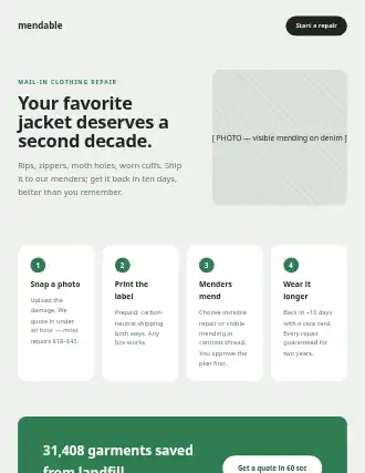 mendable — steps landing — Consumer-Service html5 landing page template