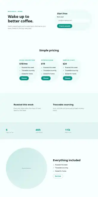 Reveille Roasters — Micro Sites html5 microsite template