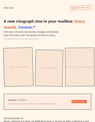 RISO CLUB* — zine landing — Subscription template