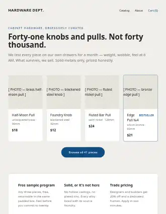 HARDWARE DEPT. — catalog landing — E-Commerce html5 landing page template