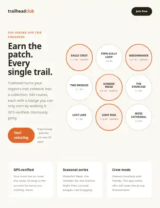 trailheadclub — badge-wall landing — Consumer-App html5 landing page template