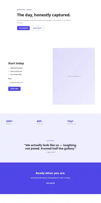 Beacon Photography — Micro Sites html5 microsite template