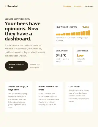 hivemind — metrics-dash landing — Iot-Hardware html5 landing page template