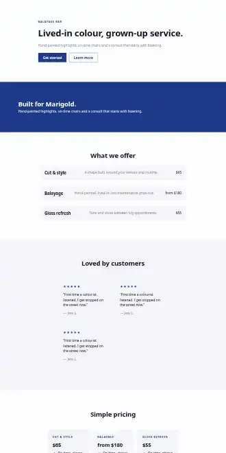 Marigold Hair — Micro Sites html5 microsite template
