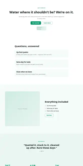 Clearwater Plumbing — Micro Sites html5 microsite template