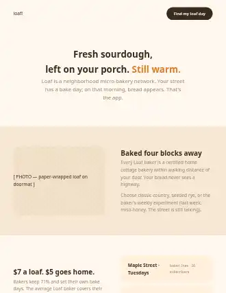 loaf! — stack-bands landing — Food-Marketplace html5 landing page template