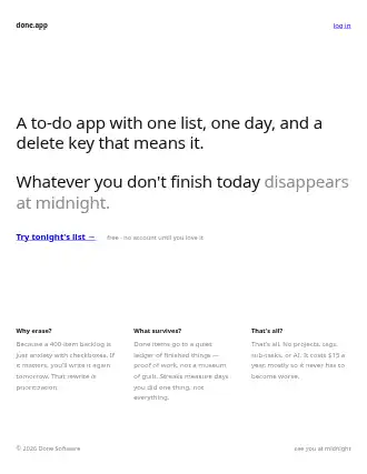 done.app — minimal-exit landing — Productivity html5 landing page template