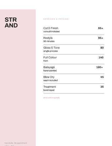 Strand — Menu — Salon form template