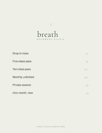 breath — Menu — Yoga template