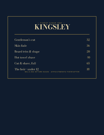 Kingsley — Menu — Barber form template
