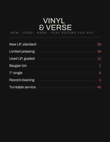 Vinyl & Verse — Menu — Record Shop form template