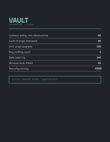 Vault — Menu — Locksmith form template
