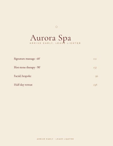 Aurora Spa — Menu — Spa & Massage template