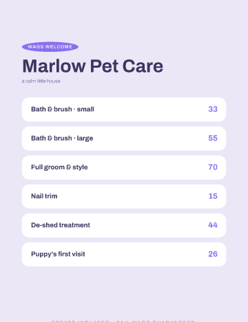 Marlow Pet Care — Menu — Pet Grooming template