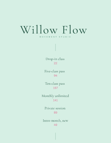 Willow Flow — Menu — Yoga form template