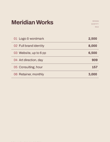 Meridian Works — Menu — Creative Studio template