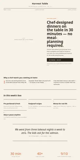 Harvest Table — Food Mag — Micro Sites html5 microsite template
