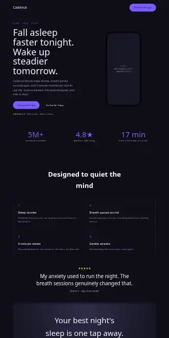 Cadence — Dark Premium — Micro Sites html5 microsite template