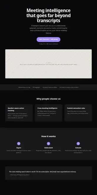 PulseSync AI — Dark Premium Violet — Micro Sites html5 microsite template
