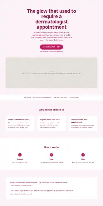 RadiancePod — Soft Blush Elegant — Micro Sites html5 microsite template
