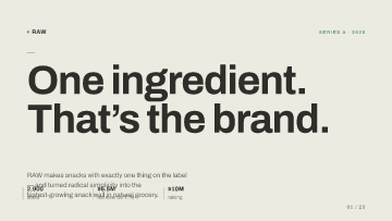 RAW — Pitch Deck — Consumer pitch deck template