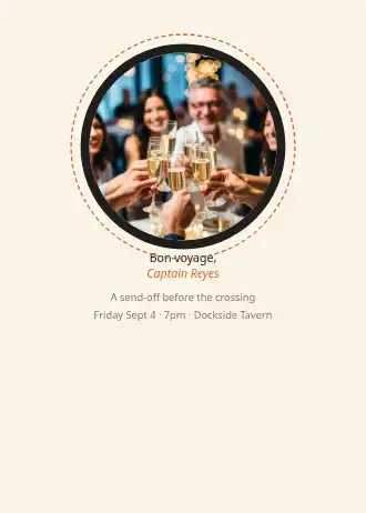 Porthole send-off — Special events template