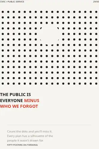 THE PUBLIC IS EVERYONE MINUS WHO WE FORGOT — counterform poster — Civic/Public-Service poster template