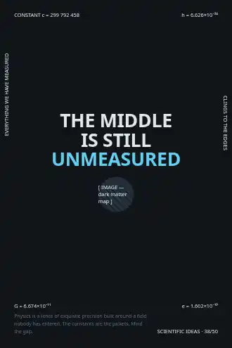 THE MIDDLE IS STILL UNMEASURED — margin poster — Scientific Ideas template