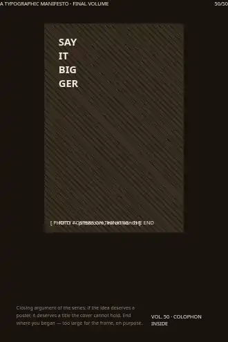 SAY IT BIGGER — cover poster — Typographic Manifestos template