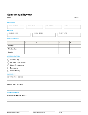 Semi-Annual Review — Review Cycles template
