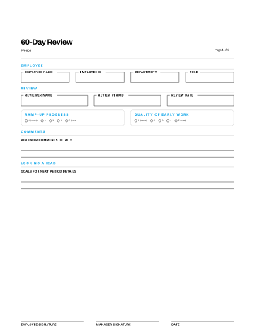 60-Day Review — Review Cycles form template