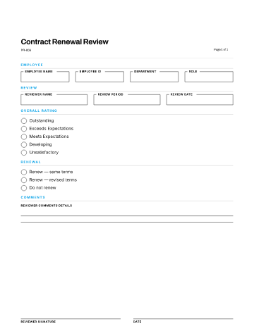 Contract Renewal Review — Review Cycles template